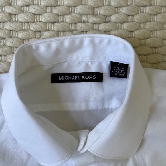 Michael Kors Boys Button Up Long Sleeve White Cotton Dress Shirt Size 20 - Picture 2 of 6